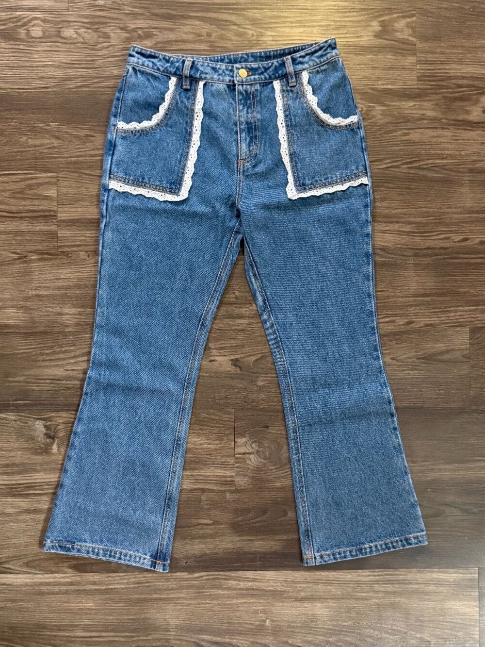 NWT Cynthia Rowley Baby Doll High-Rise Crop Flare Jeans